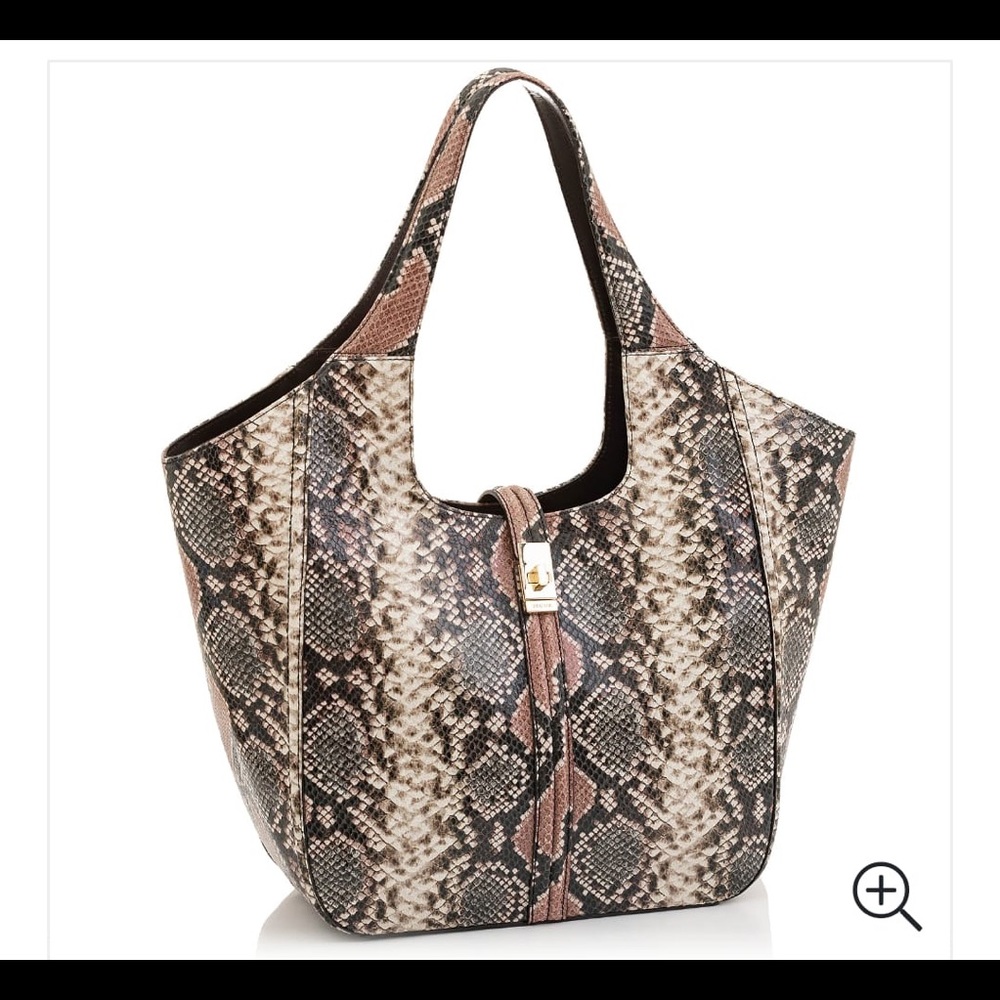 Brahmin Carla Tea Rose Evita Bag Snakeskin Python - Picture 3 of 4
